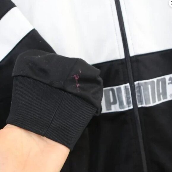 PUMA 90s Track Jacket Black White Mock Neck Running Coat MMQ Windbreaker Classic - Picture 6 of 9